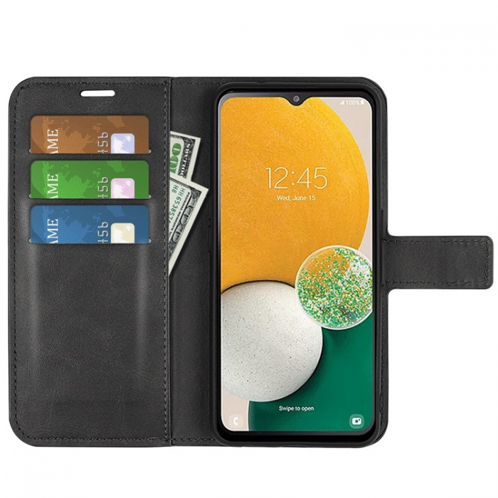 A-One Brand - Galaxy A14 5G/4G Plnboksfodral Calf Flip Folio - Svart