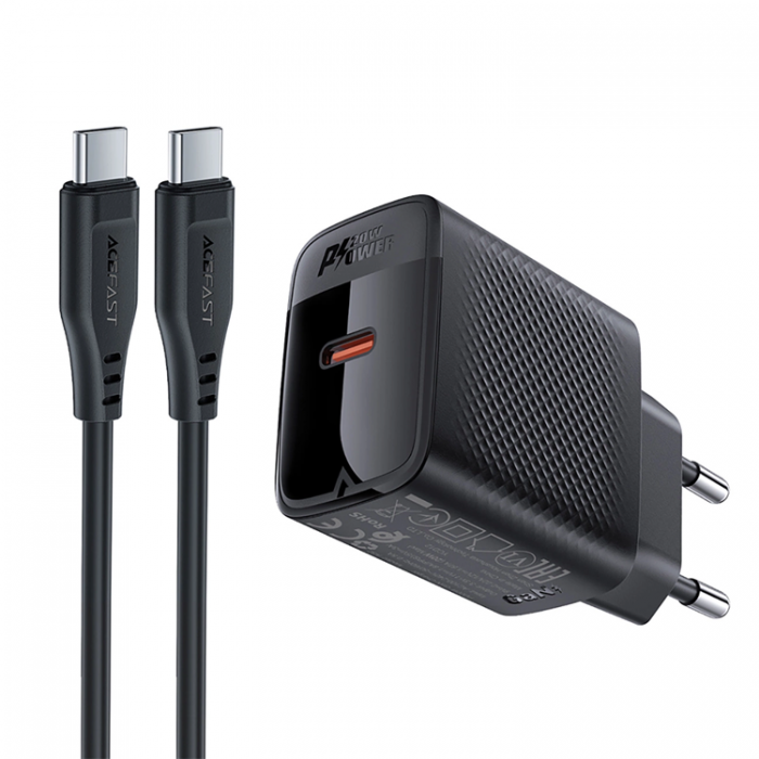 Acefast - Acefast A82 Snabbladdare 20W GaN USB-C PD + USB-C/USB-C - Svart