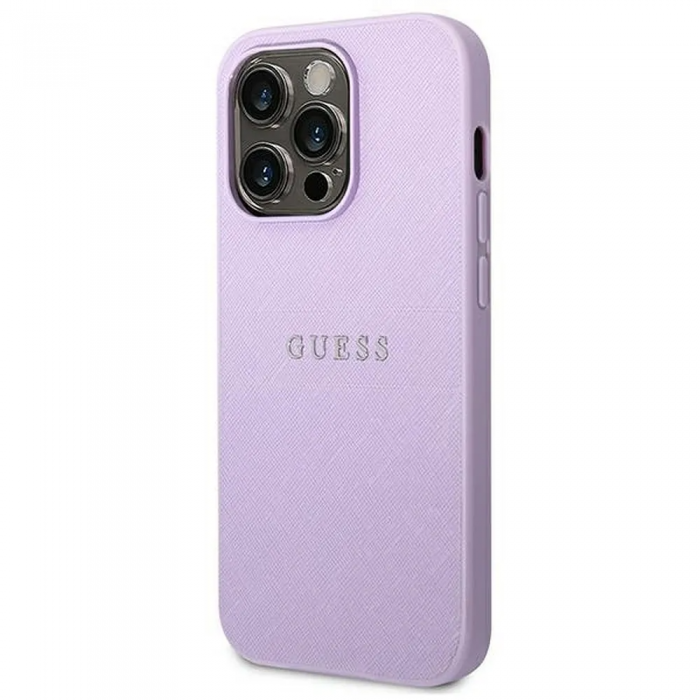 Guess - GUESS iPhone 14 Pro Skal Glitter Flakes Script Logo - Lila