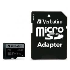 Verbatim - Verbatim Minneskort microSD 32GB Med Adapter Pro U3 - Svart