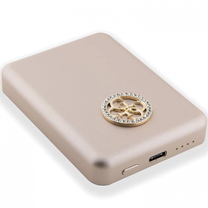 Guess - Guess Magsafe Powerbank 3000mAh 5W 4G Strassed Metal Logo - Guld