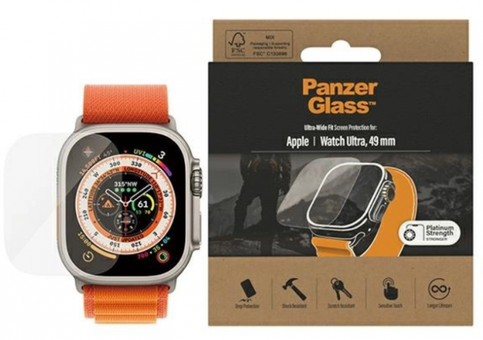 PanzerGlass - PanzerGlass Apple Watch Ultra 49mm Ultra-Wide Skrmskydd - Clear