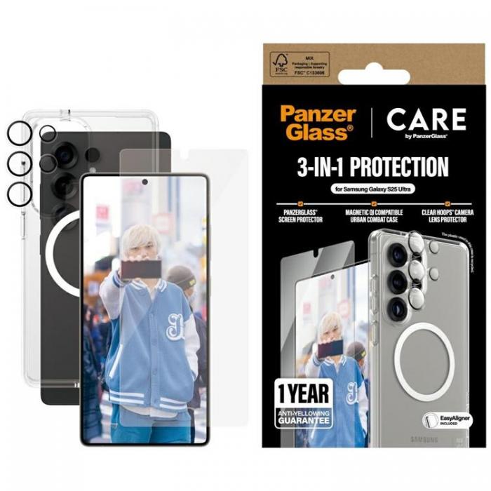 PanzerGlass - [3in1] CARE by PanzerGlass Galaxy S25 Ultra Skal, Hrdat Glas, Kameralinsskydd