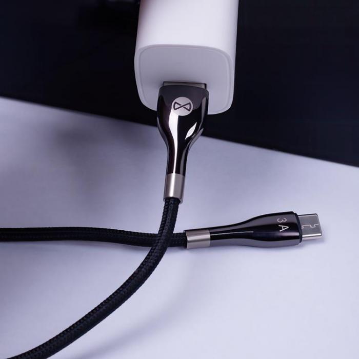 Forever - Forever Sleek USB-C till USB-A kabel 1m 3A - Svart