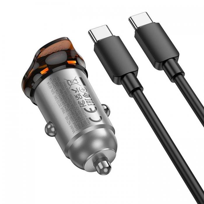 Hoco - HOCO Billaddare 2x USB-C 45W USB-C/USB-C Kabel PD QC