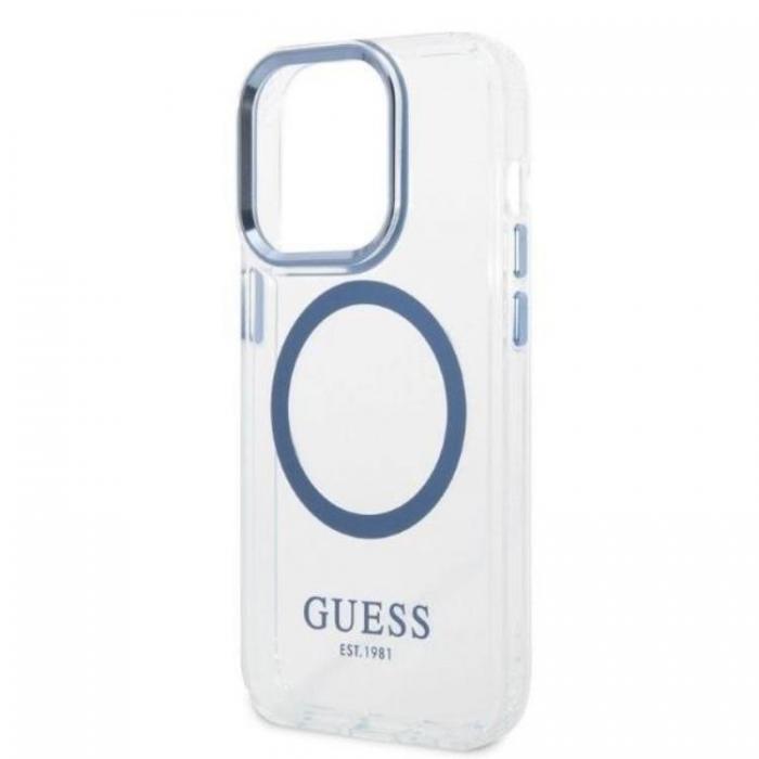 Guess - GUESS iPhone 14 Pro Skal Magsafe Metal Outline - Bl