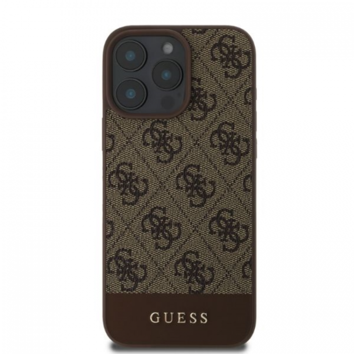 Guess - Guess iPhone 16 Pro Max Mobilskal 4G Bottom Stripe - Brun