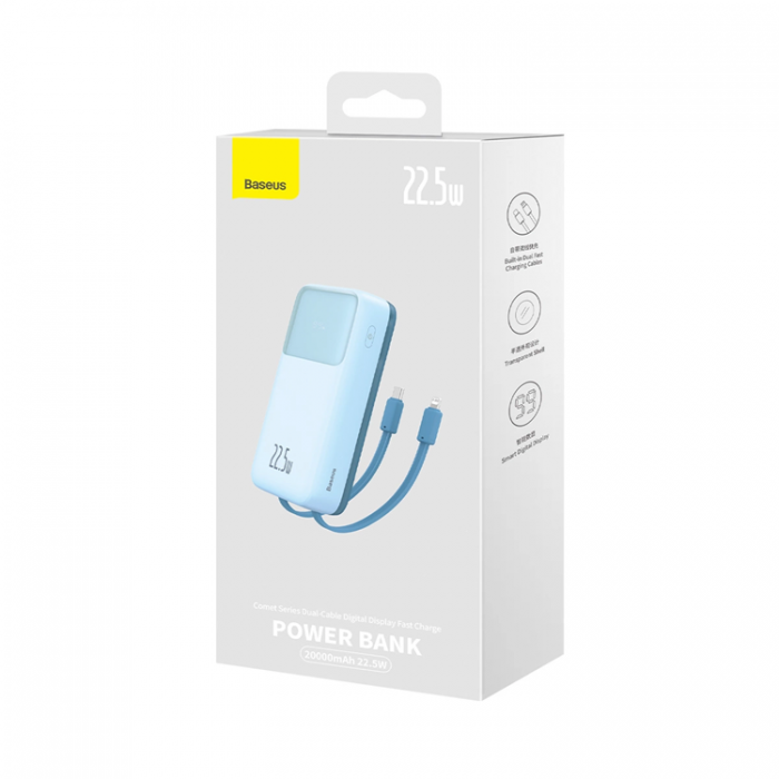 BASEUS - Baseus Powerbank med display 20000mAh 22.5W Comet Series - Bl