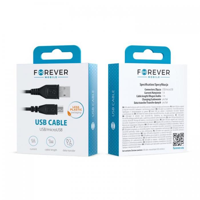 Forever - Forever Kabel USB till Micro-USB 1m 1A - Svart