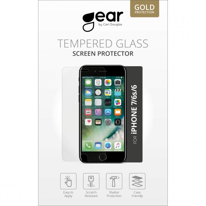 GEAR - GEAR Glass Prot. Flat Case Friendly 2.5D GOLD iPhone 6/7/8/SE