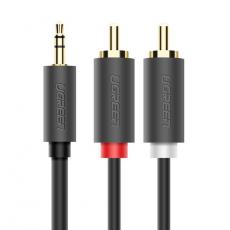UTGATT1 - Ugreen 2 RCA Till Audio Kabel 3.5mm Mini Jack 1.5 m - Grå
