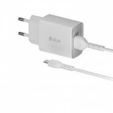 Devia - Devia Väggladdare 2xUSB 2.4A Smart + Lightning Kabel 1m - Vit