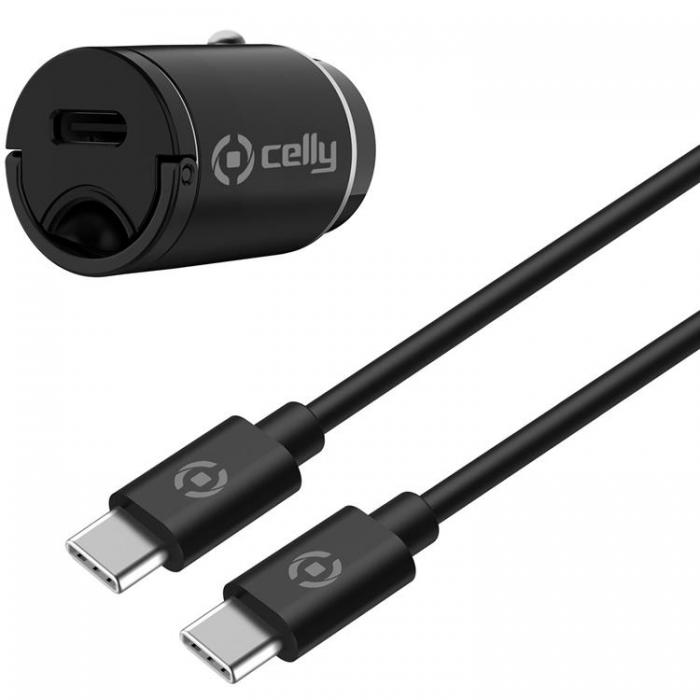 Celly - Celly Billaddare Mini USB-C Med Kabel - Svart