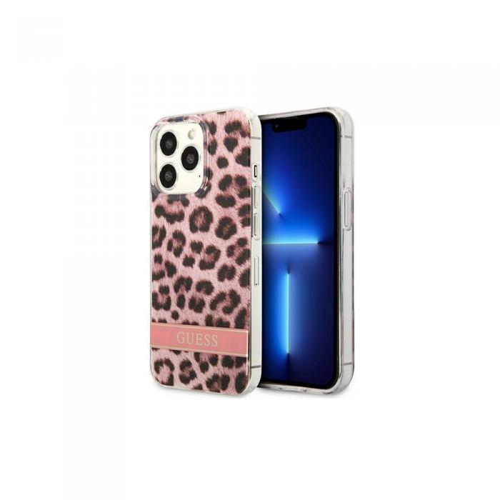 Guess - iPhone 13 Pro Skal Rosa Leopard Elektro Rand