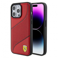 Ferrari - Ferrari iPhone 15 Pro Max Mobilskal Perforated Waves Metal Logo - Röd