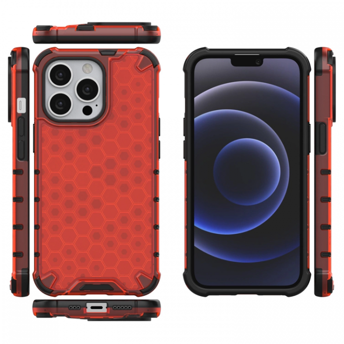 A-One Brand - iPhone 13 Pro Mobilskal Honeycomb Armor - Rd