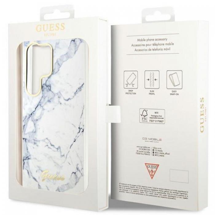 Guess - Guess Galaxy S23 Ultra Mobilskal Marble - Vit