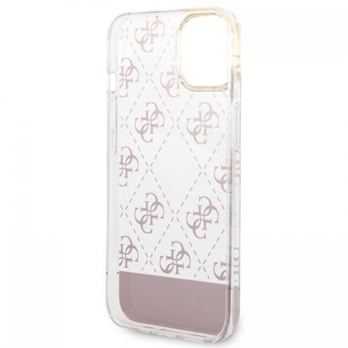 Guess - GUESS iPhone 14 Plus Skal Pattern Script - Rosa