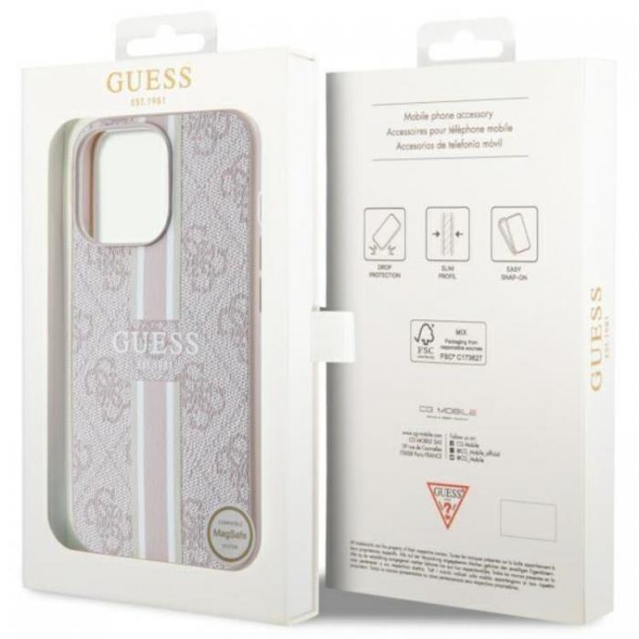 Guess - Guess iPhone 13 Pro Max Mobilskal MagSafe Printed Stripes - Rosa