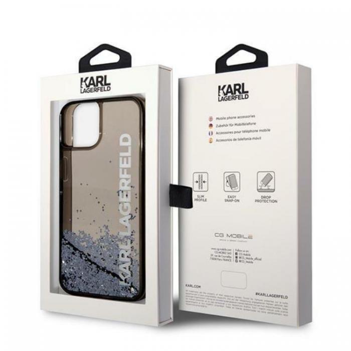 KARL LAGERFELD - Karl Lagerfeld iPhone 14 Skal Liquid Glitter Elong - Svart