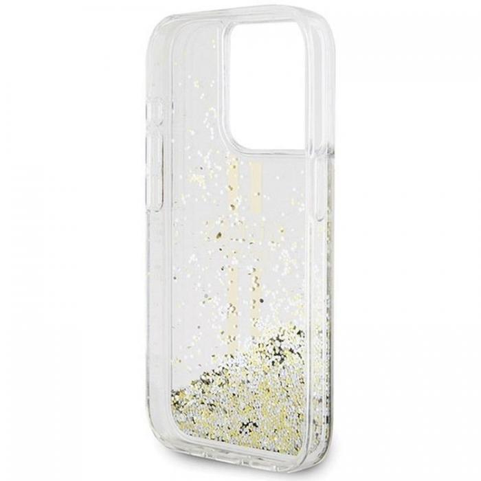 Guess - Guess iPhone 15 Pro Max Mobilskal Liquid Glitter Gold Stripes