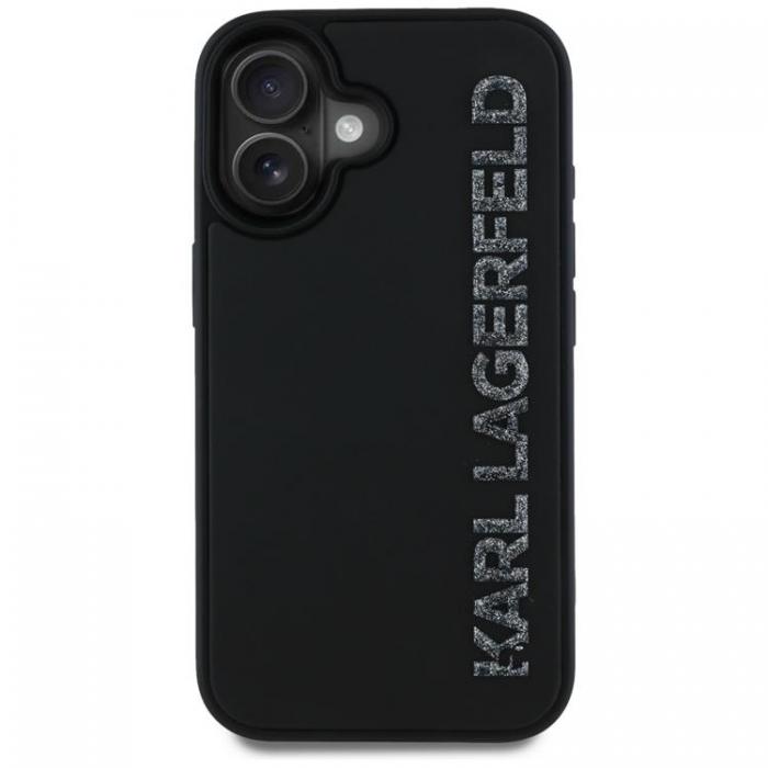 KARL LAGERFELD - Karl Lagerfeld iPhone 16 Mobilskal 3D Rubber Elongated Glitter - Svart