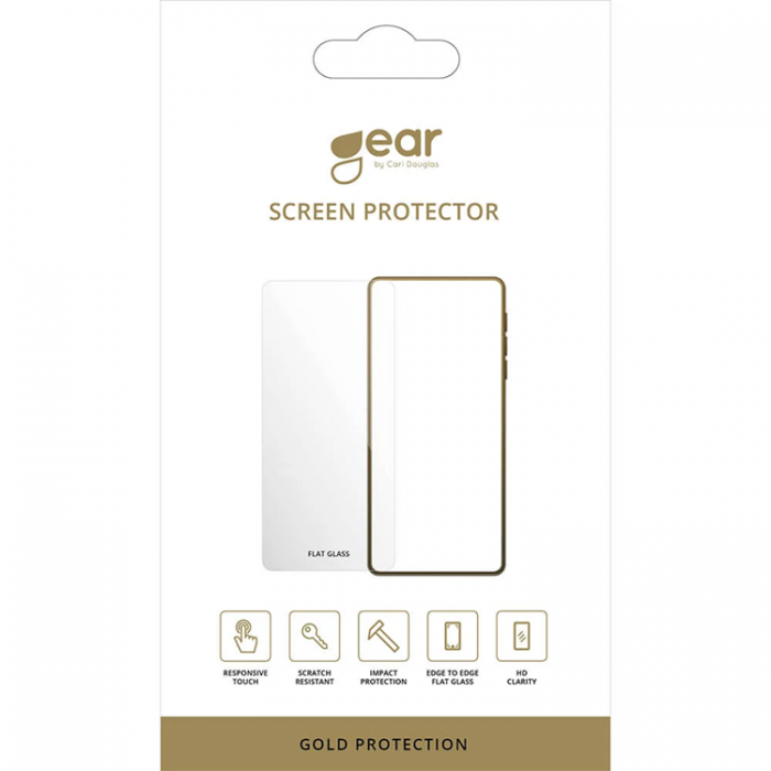 GEAR - GEAR Galaxy S24 FE Hrdat glas Skrmskydd 2.5D Guld