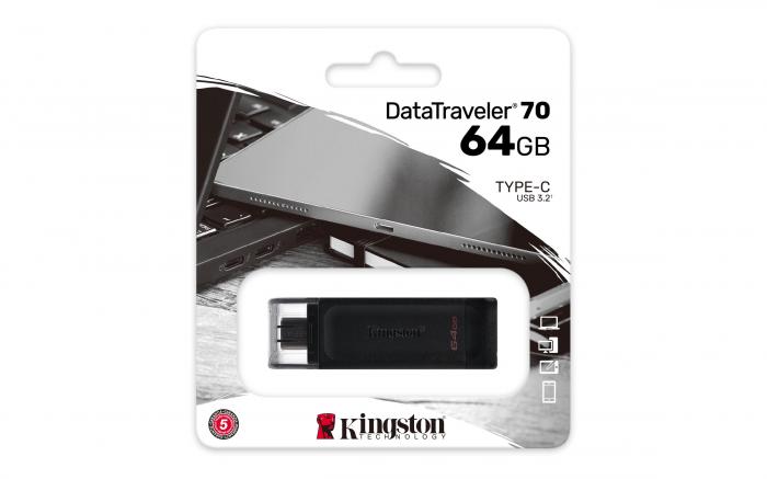 Kingston - Kingston USB-C DT70 64GB Svart Pendrive