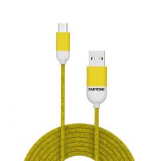 PANTONE - Pantone USB Till MicroUSB 1.5m Kabel 2.4A PT-MC001-5 102C Gul