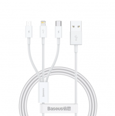 BASEUS - Baseus 3in1 Lightning/Typ-C/micro USB Kabel Superior 1m 3.5A - Vit