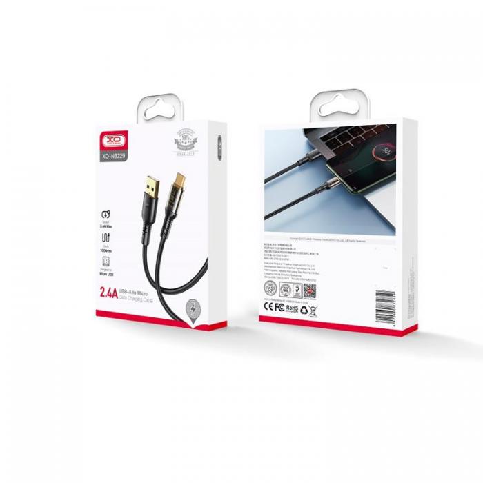 XO - XO USB Till MicroUSB 1m Kabel 2.4A NB229 - Svart