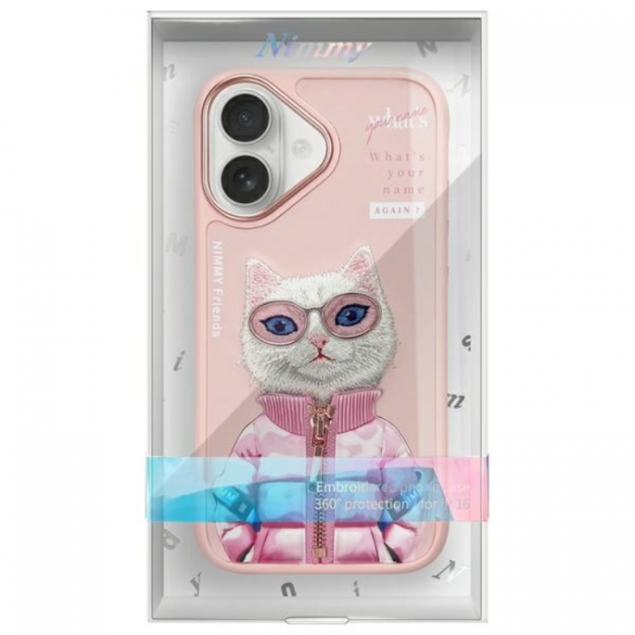 NIMMY - Nimmy iPhone 16 Mobilskal Cool & Cute 2.0 Cat - Rosa