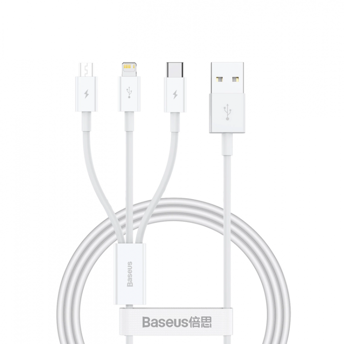 BASEUS - Baseus 3in1 USB-A till USB-C, Lightning, microUSB kabel 1m 3.5A