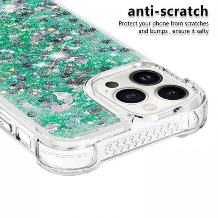 A-One Brand - iPhone 14 Pro Max Skal Liquid Floating Glitter - Grn