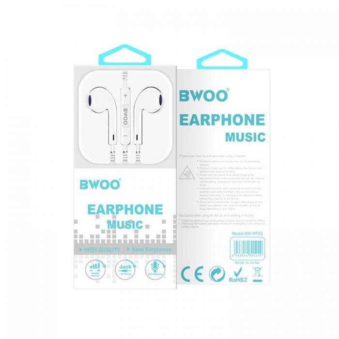 BWOO - BWOO In-Ear Trdbundna Hrlurar Jack 3.5mm Stereo - Vit