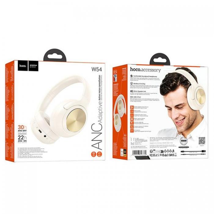 Hoco - Hoco Over-Ear Hrlurar Trdlsa Bluetooth ANC W54 - Milky Vit