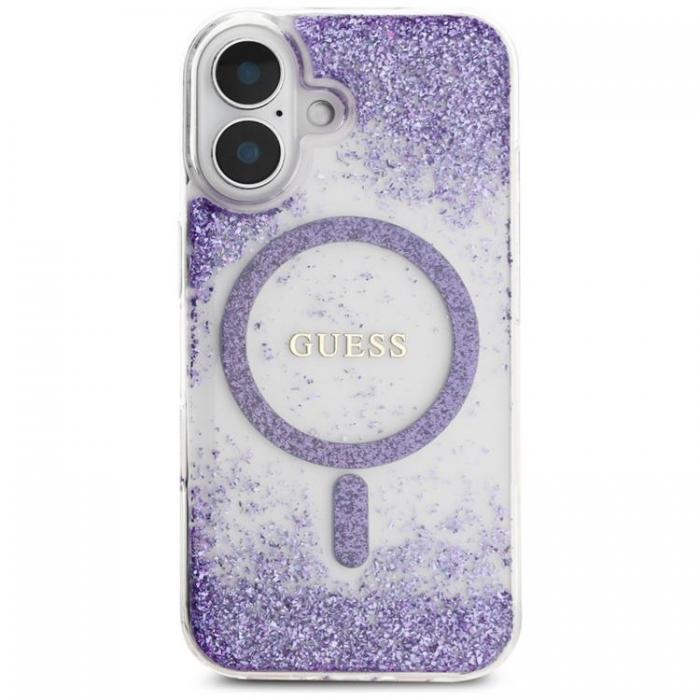 Guess - Guess iPhone 16 Mobilskal MagSafe HC Resin Bottom Glitter - Lila