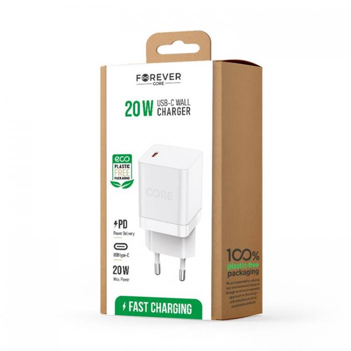 Forever - Forever Vggladdare 1xUSB-C 20W Core Smart - Vit