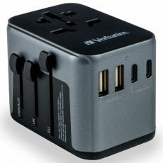 Verbatim - Verbatim Reseladdare 30W PD 2xUSB-C 2xUSB-A EU/UK/US - Svart