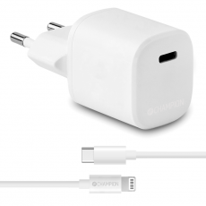 Champion - Champion Väggladdare 20W + USB-C till Lightning Kabel - Vit