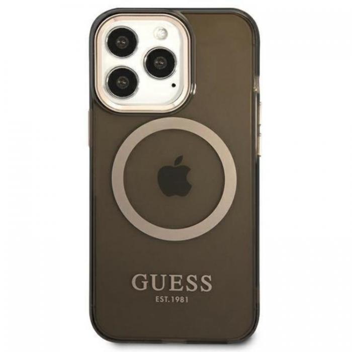 Guess - GUESS iPhone 13 Pro Max Skal MagSafe Gold Outline Translucent - Svart