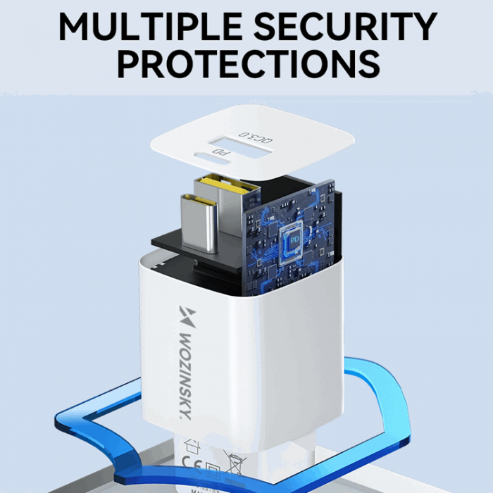 Wozinsky - Wozinsky Vggladdare GaN USB-A/USB-C 33W - Vit
