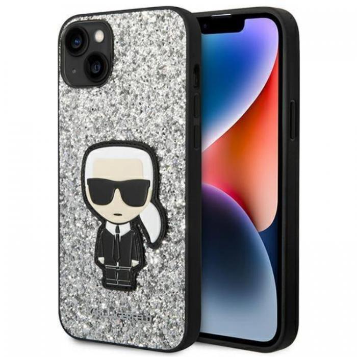 KARL LAGERFELD - Karl Lagerfeld iPhone 14 Plus Skal Glitter Flakes Ikonik - Silver