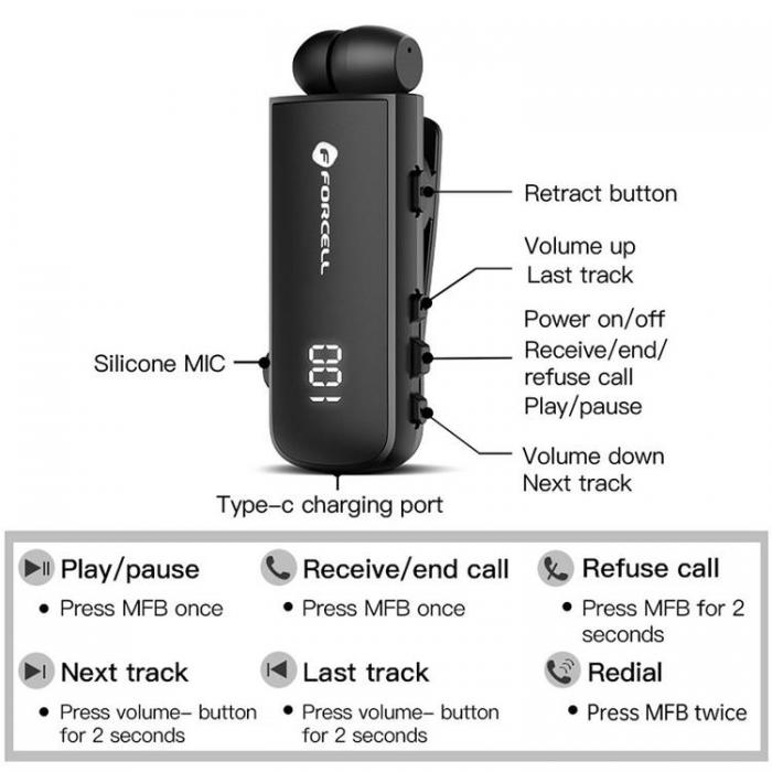 Forcell - Forcell Trdlsa In-Ear Hrlurar Drive - Svart