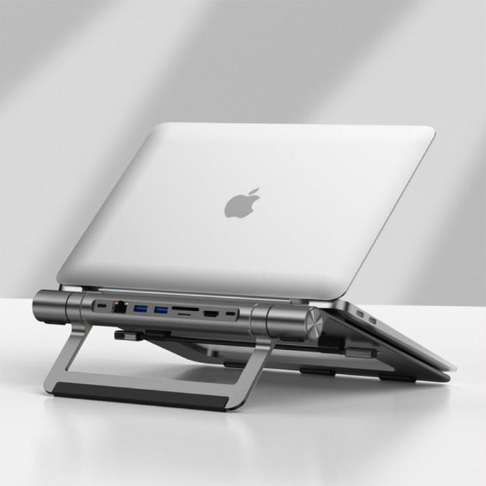 WIWU - WiWU Aluminium Laptop Stand Docking Station USB-C*2+USB3.0*2+SD/TF+RJ45+HDMI