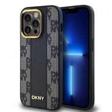 DKNY - DKNY iPhone 14 Pro Max Mobilskal MagSafe Läder Checkered Mono - Svart