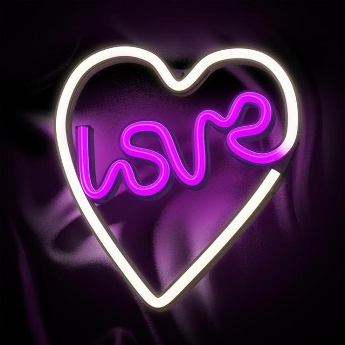 Neolia - Neolia LED Neon Light LOVE HEART NNE02 - Lila/Vit