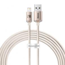 BASEUS - Baseus USB Till Lightning 2m Kabel 2.4A Crystal Shine - Rosa