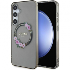 Guess - Guess Galaxy S24 Mobilskal Magsafe IML Flowers Wreath - Svart