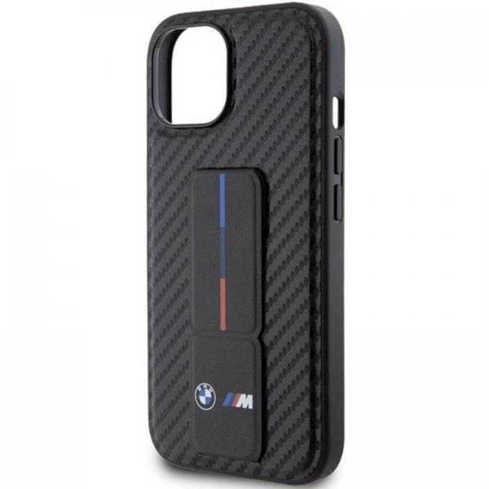 BMW - BMW iPhone 15 Mobilskal Grip Stand Smooth & Carbon - Svart